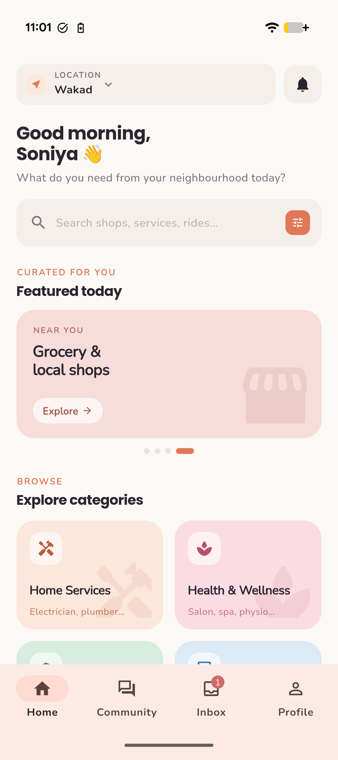 The NearSphere app home screen